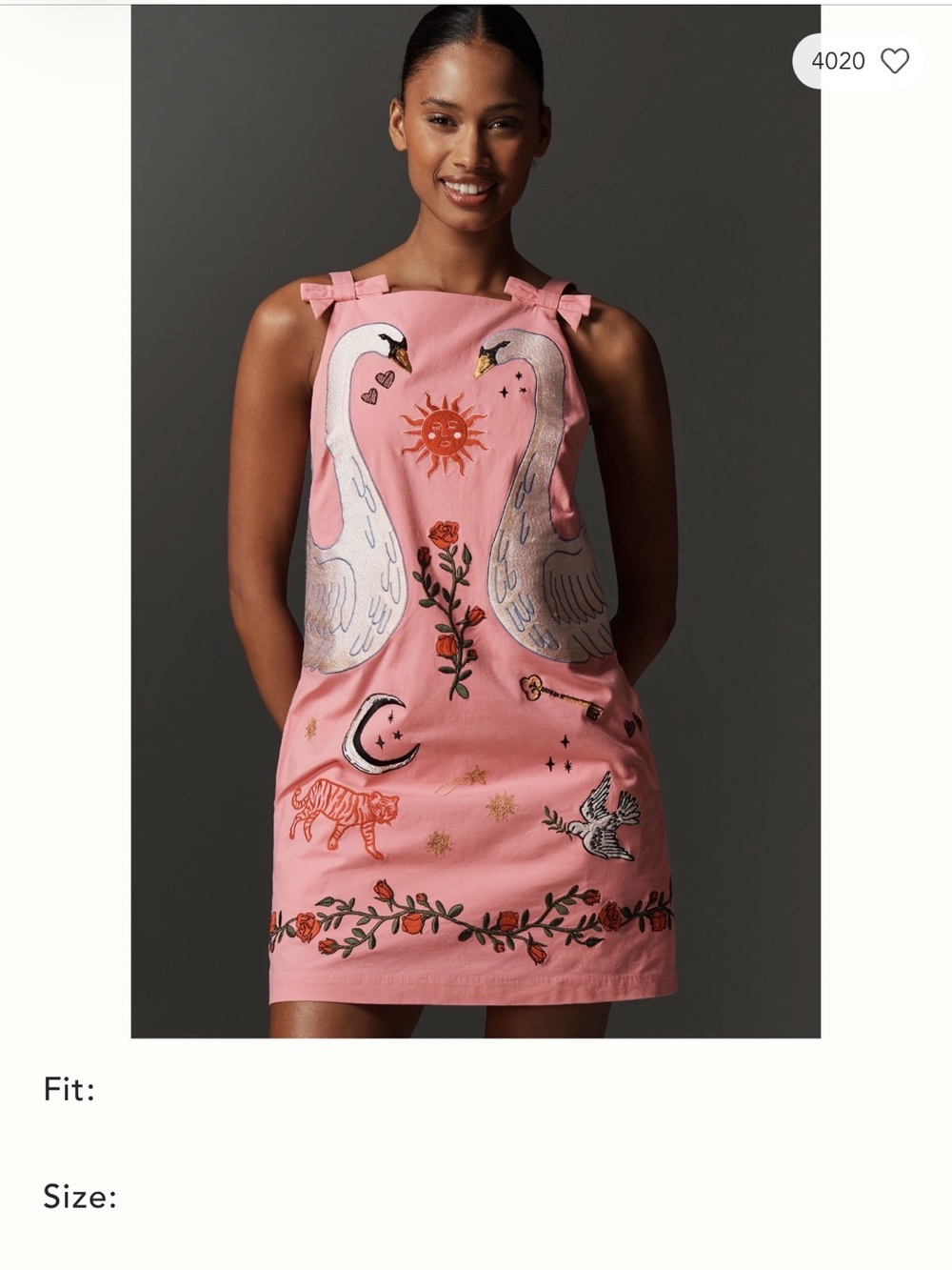 Anthropologie Pink Embroidered Swan & Celestial Mini Skirt